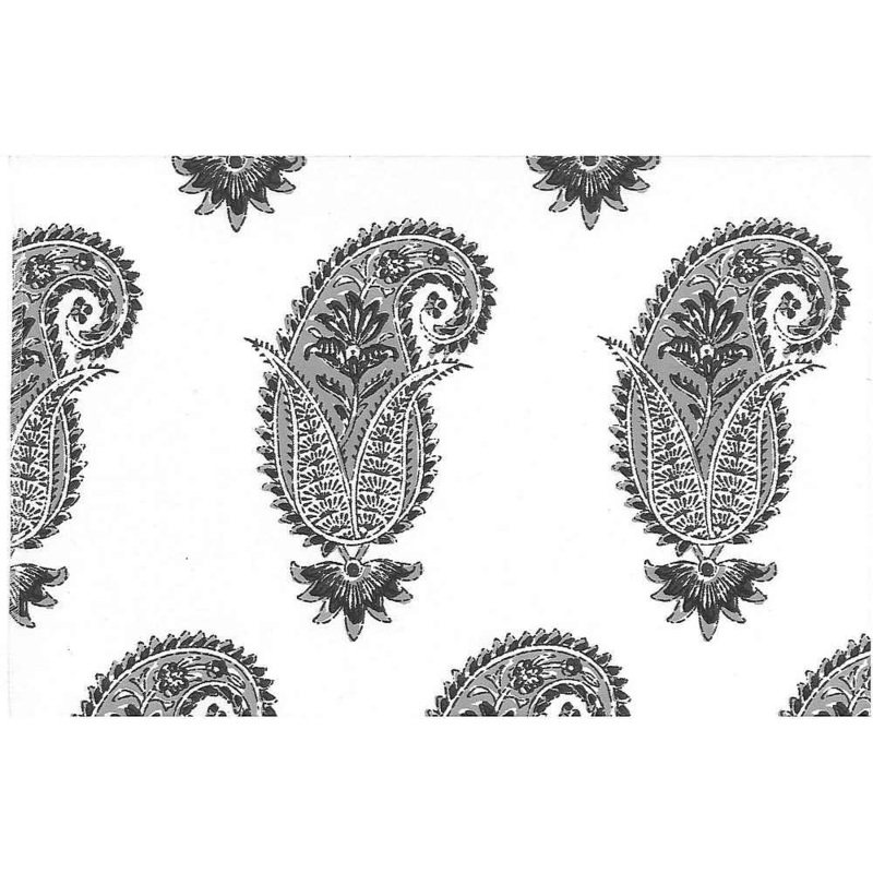 Antique Paisley Print Smoke White Laura Kiran Fabric
