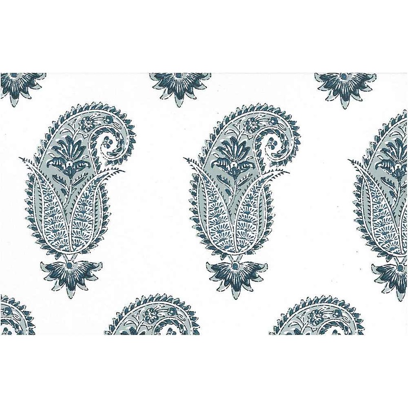 Antique Paisley Print Wedgewood White Laura Kiran Fabric