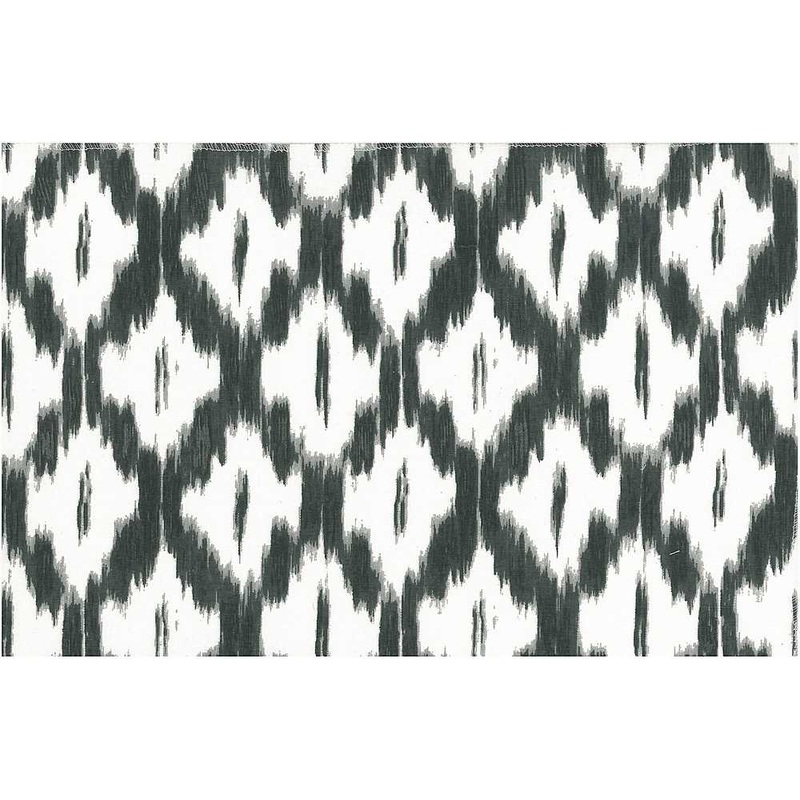 Akbar Ikat Print Onyx White Laura Kiran Fabric