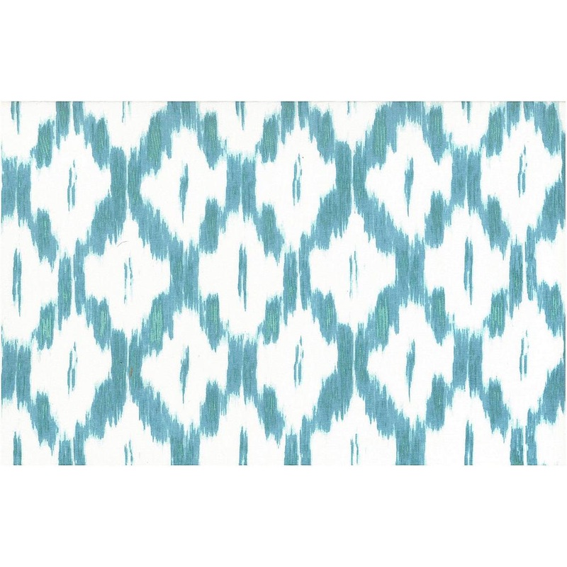 Akbar Ikat Print Spa White Laura Kiran Fabric