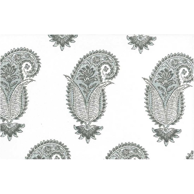 Antique Paisley Print Water White Laura Kiran Fabric