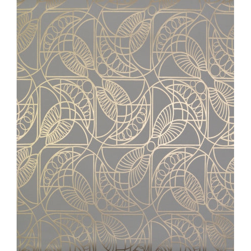 NW3525 Cartouche Grey/Gold Wallpaper