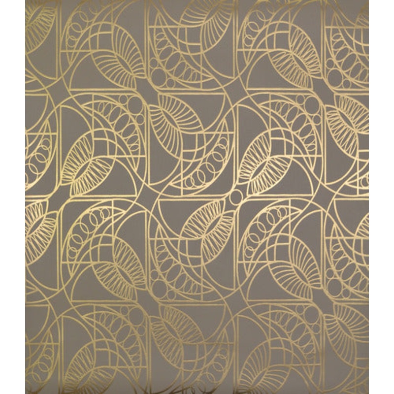 NW3526 Cartouche Khaki/Gold Wallpaper
