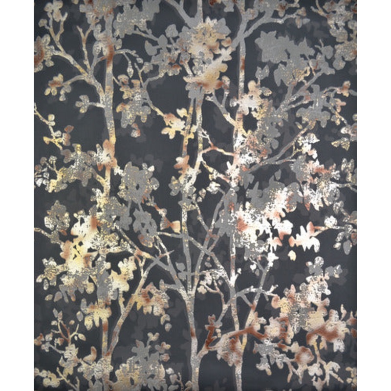 NW3580 Shimmering Foliage Black/Multi Wallpaper