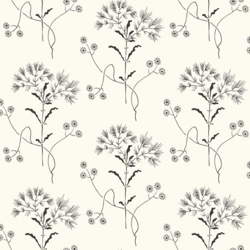 Wildflower Black on White Magnolia Home Vol. II Wallpaper