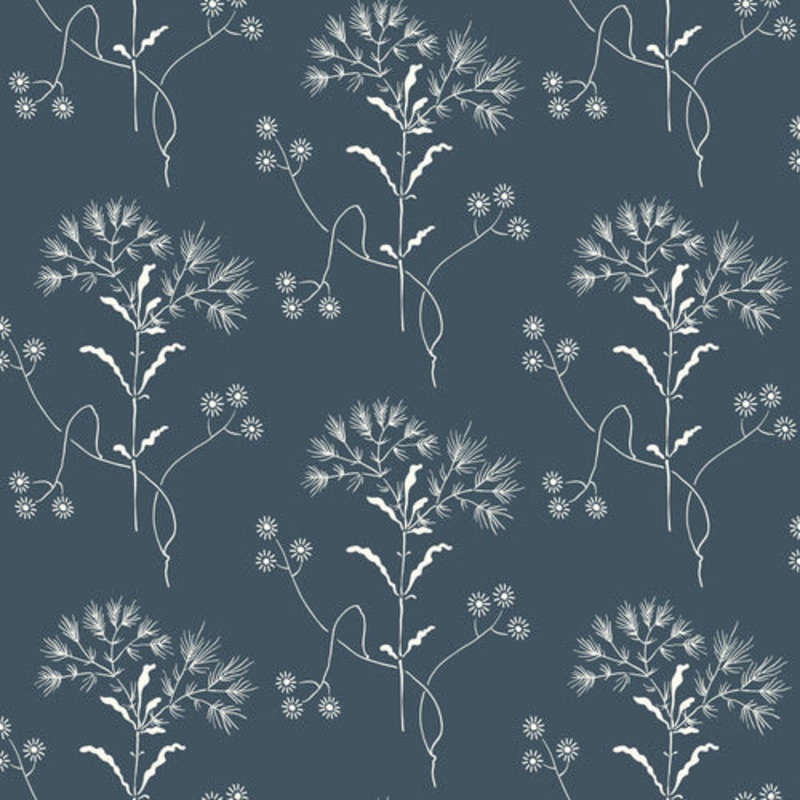 Wildflower White on Navy Magnolia Home Vol. II Wallpaper