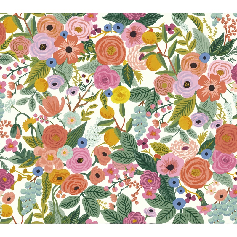 RI5119 Coral/Orange Garden Party Wallpaper
