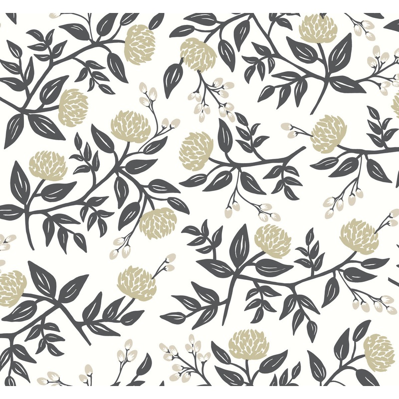 RI5150 White/Black Peonies Wallpaper