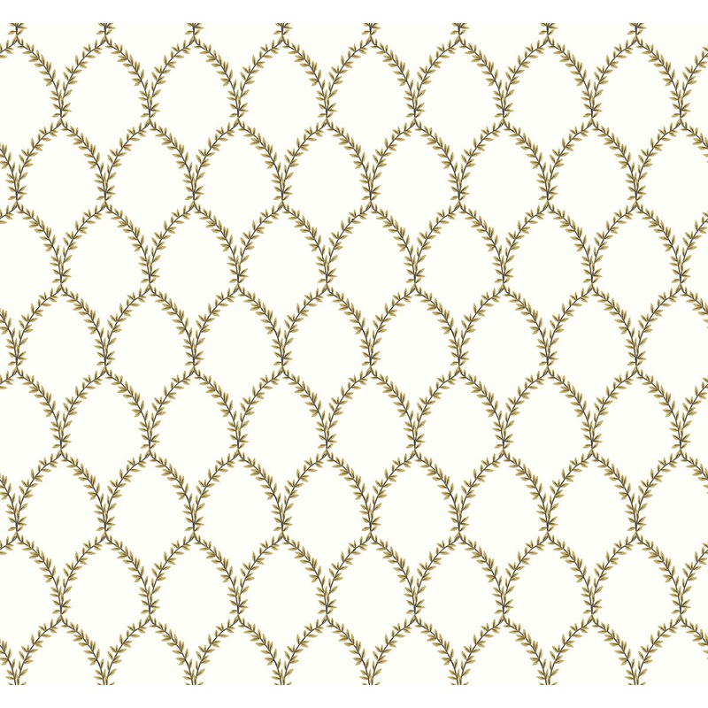 RI5176 Gold/White Laurel Wallpaper