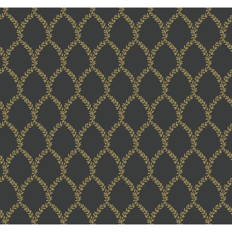 RI5177 Gold/Black Laurel Wallpaper