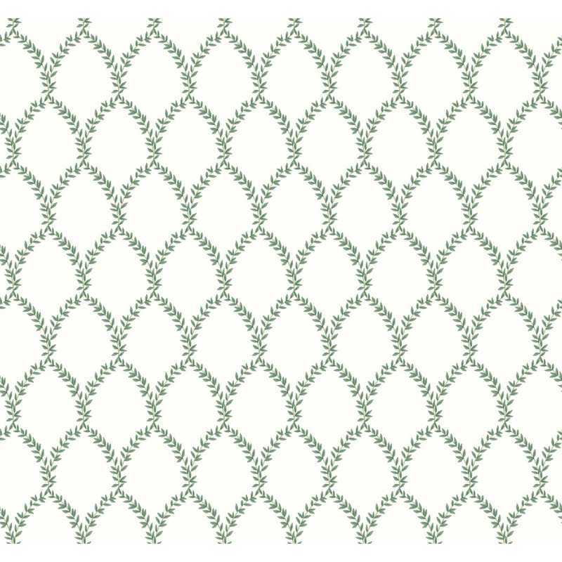 RI5178 Green/White Laurel Wallpaper