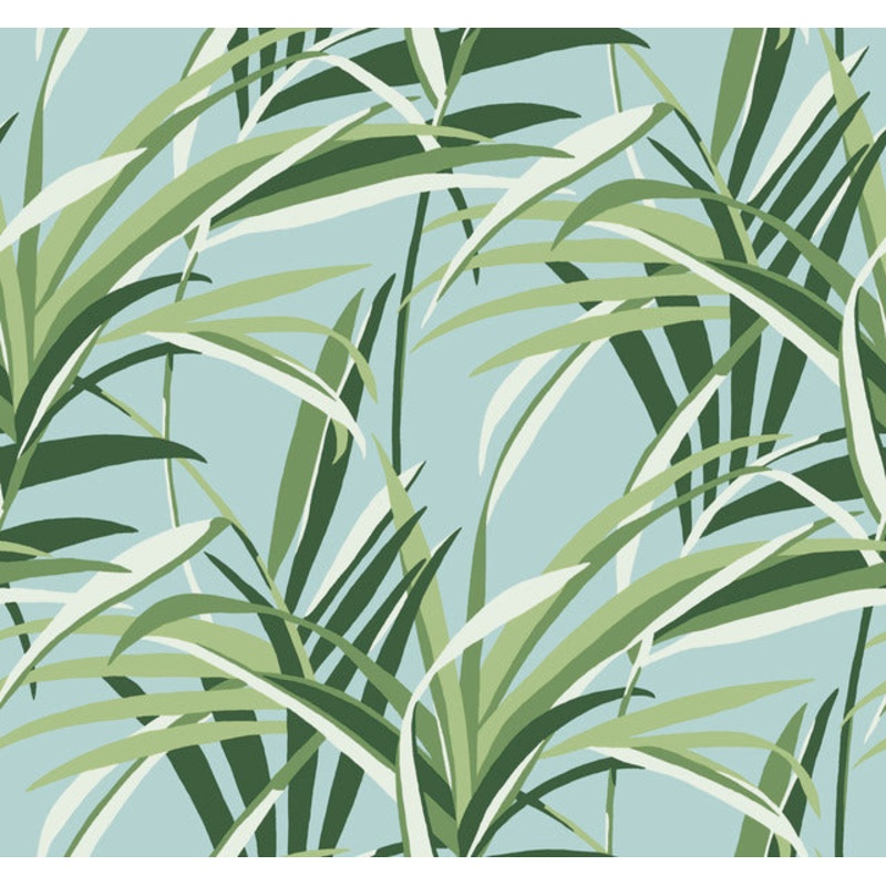 TC2603 Green Light Blue Tropical Paradise Wallpaper