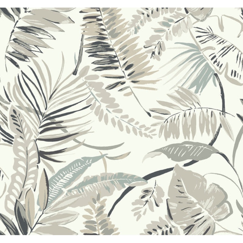 TC2622 White Tropical Toss Wallpaper