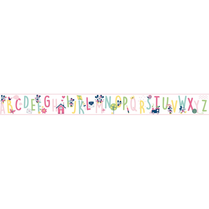 DI0971BD Pink Disney Mickey Mouse ABC Border Wallpaper Border