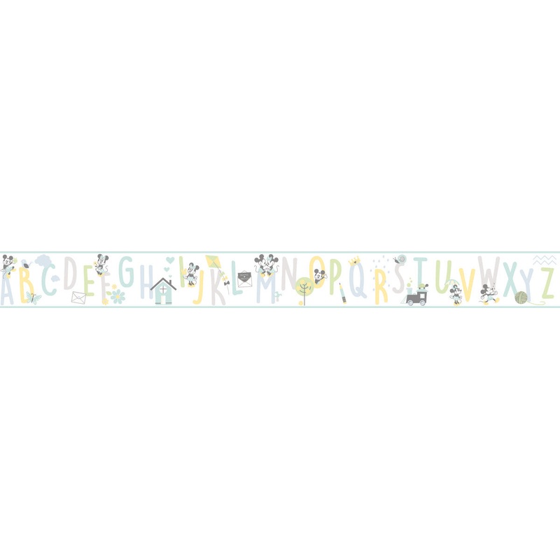 DI0972BD Green Disney Mickey Mouse ABC Border Wallpaper Border