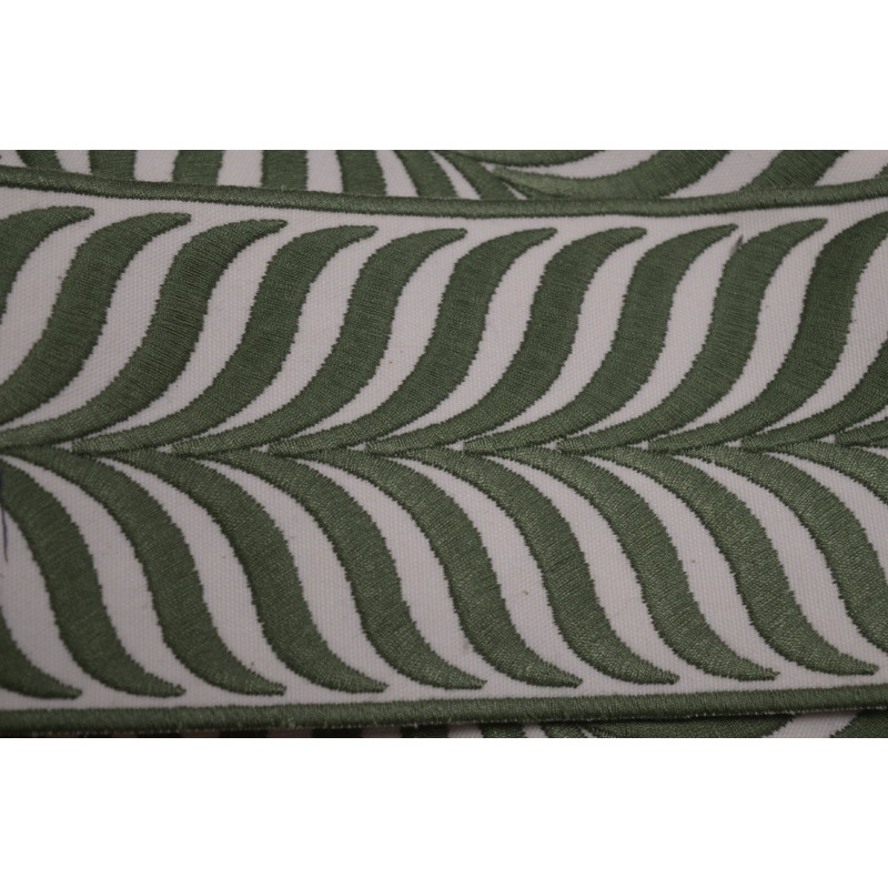 Crest Leaf 3.375 inch Europatex Embroidered Tape Trim