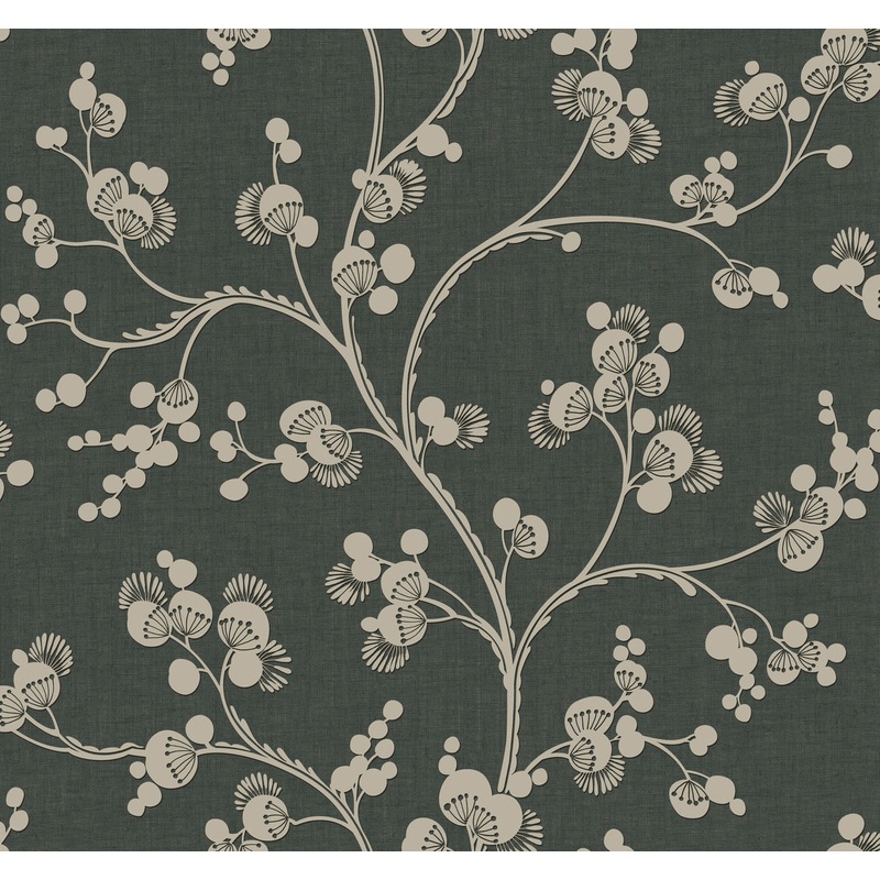 SS2502 Black Taupe Dahlia Trail Wallpaper