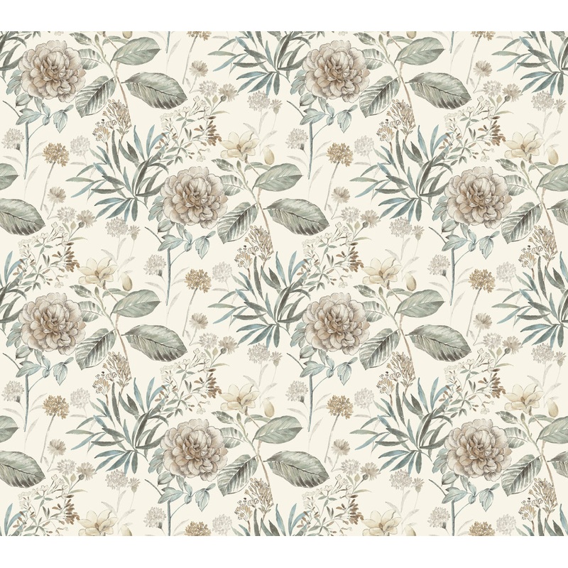 TL1918 Beige/Green Midsummer Floral Wallpaper