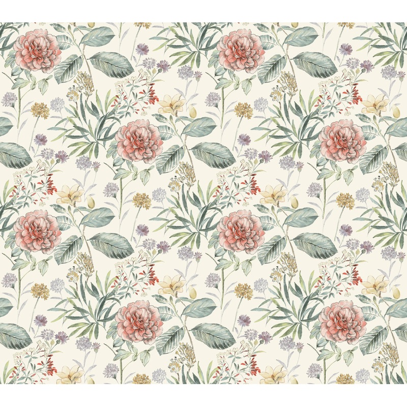 TL1919 Coral Midsummer Floral Wallpaper