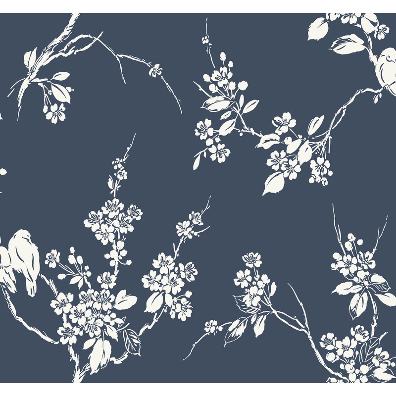 SS2592 Navy Imperial Blossoms Branch Wallpaper