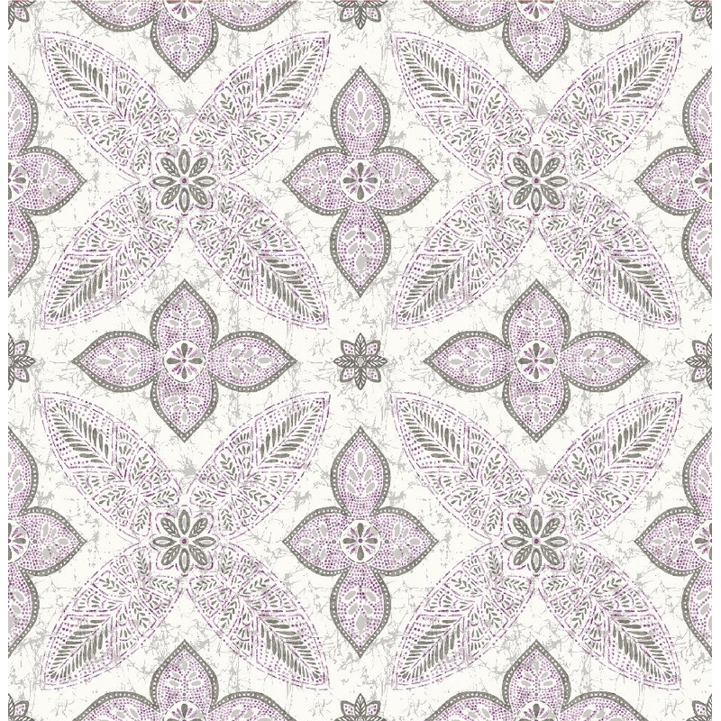 Off Beat Ethnic Violet Geometric Floral Wallpaper