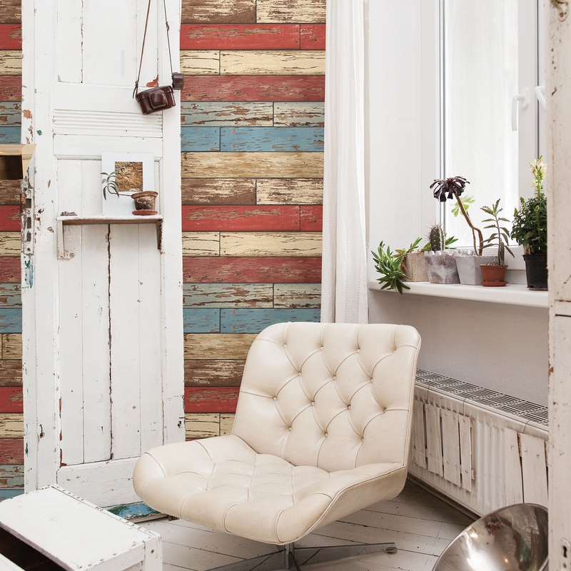 Scrap Wood Red Weathered Texture Wallpaper
