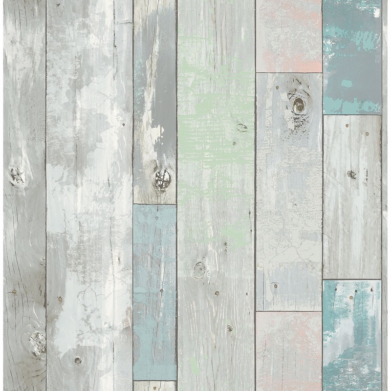 2540-20416 Deena Turquoise Distressed Wood Wallpaper