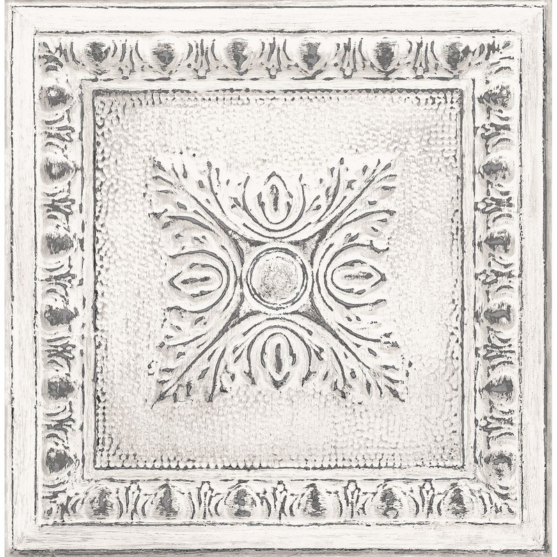 2540-24031 Ornamental Off-White Tin Tile Wallpaper