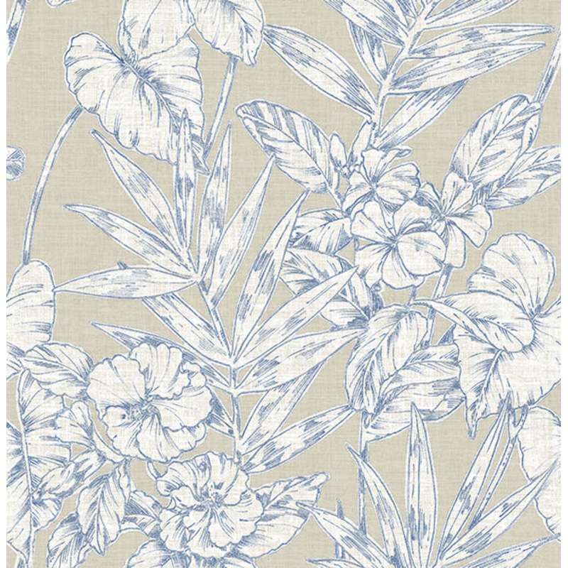 2744-24107 Fiji Navy Floral Wallpaper