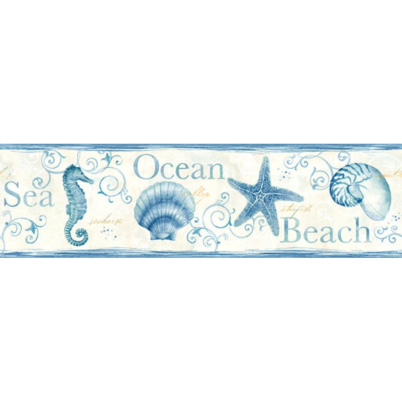 Island Bay Blue Seashells Border