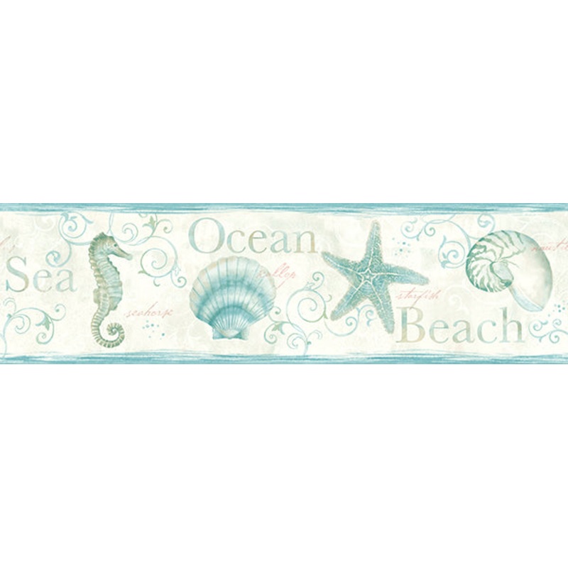 Island Bay Teal Seashells Border