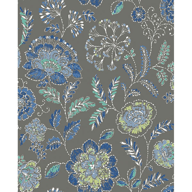 2744-24110 Tropez Charcoal Jacobean Wallpaper