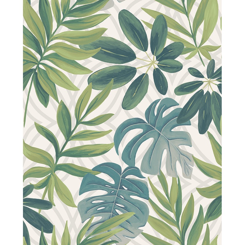 2763-24200 Nocturnum White Leaf Wallpaper