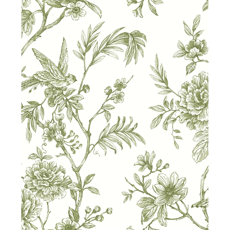 2763-24234 Jessamine Green Floral Trail Wallpaper
