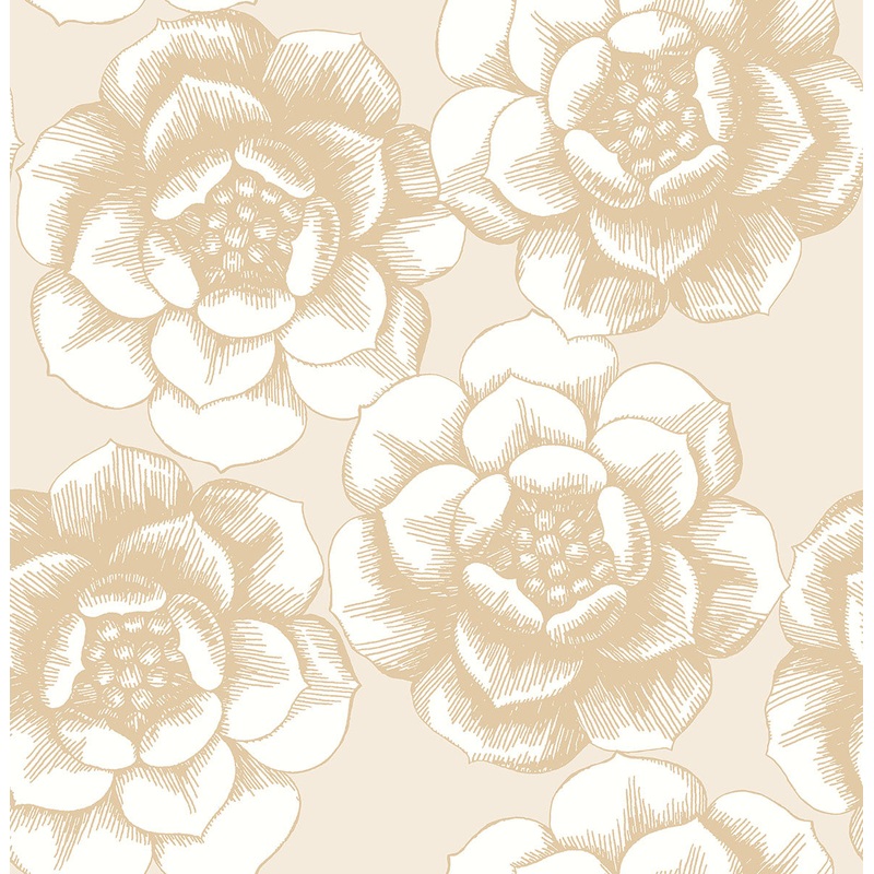 2763-24241 Fanciful Gold Floral Wallpaper