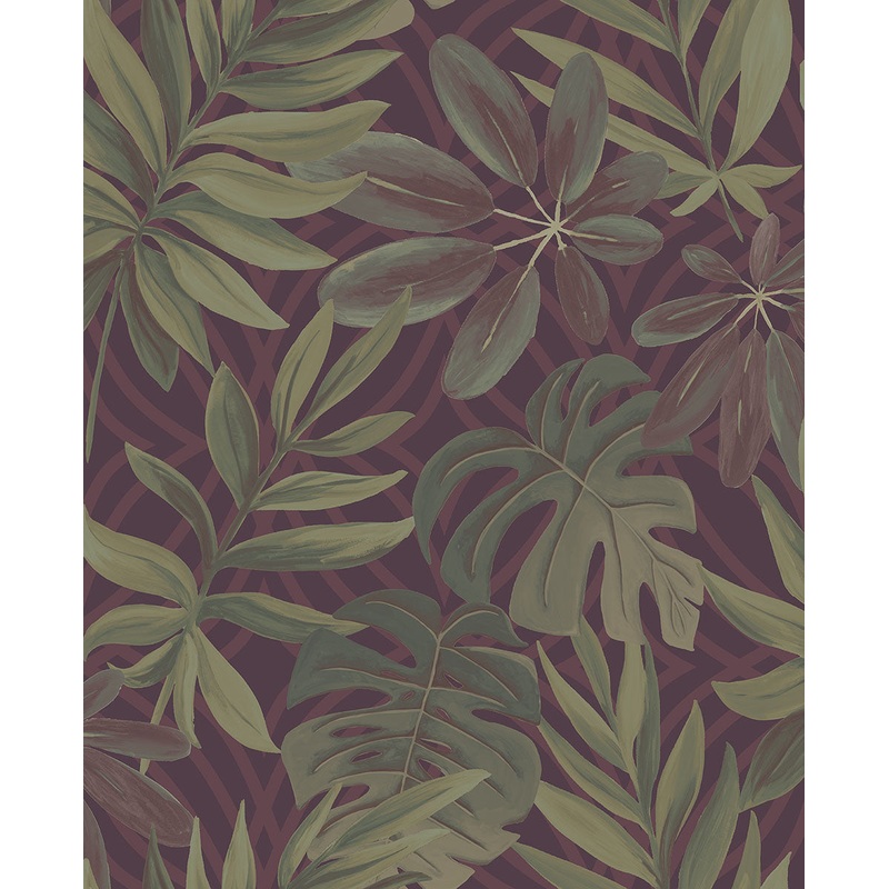 2763-24243 Nocturnum Maroon Leaf Wallpaper
