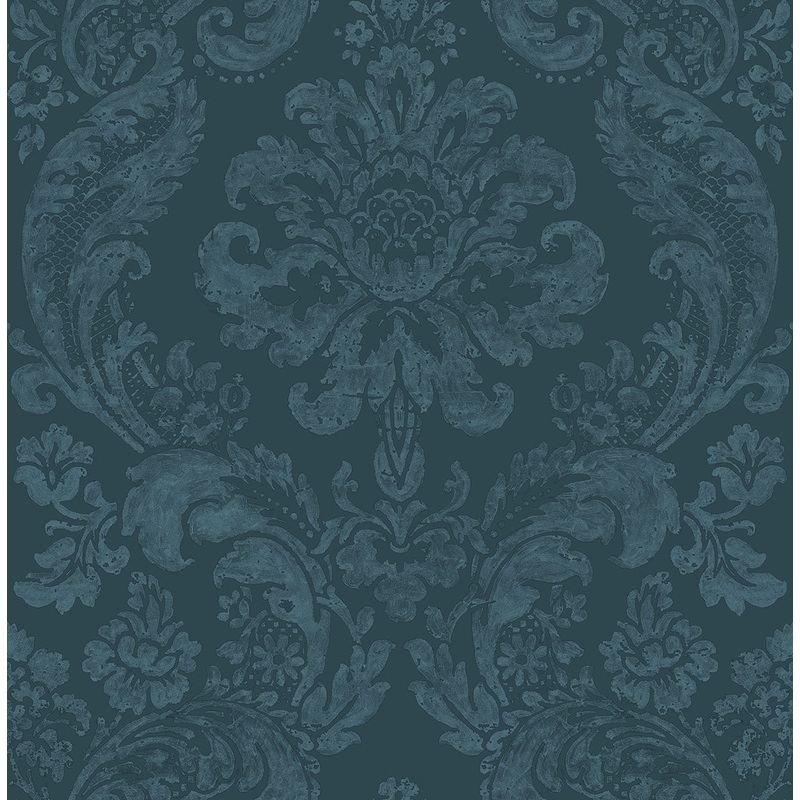 2763-87310 Shadow Blue Damask Wallpaper