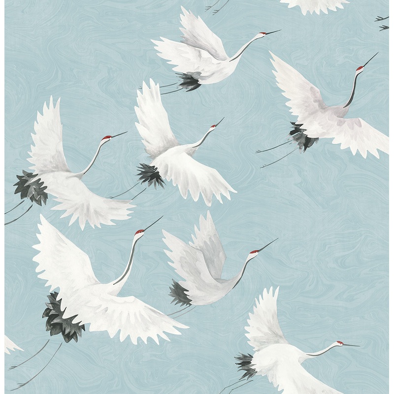 2764-24300 Windsong Blue Crane Wallpaper