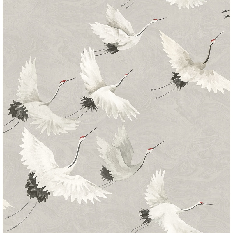 2764-24304 Windsong Grey Crane Wallpaper