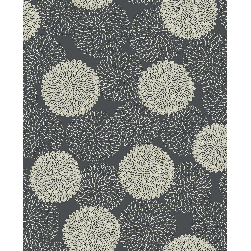 2764-24327 Blithe Charcoal Floral Wallpaper