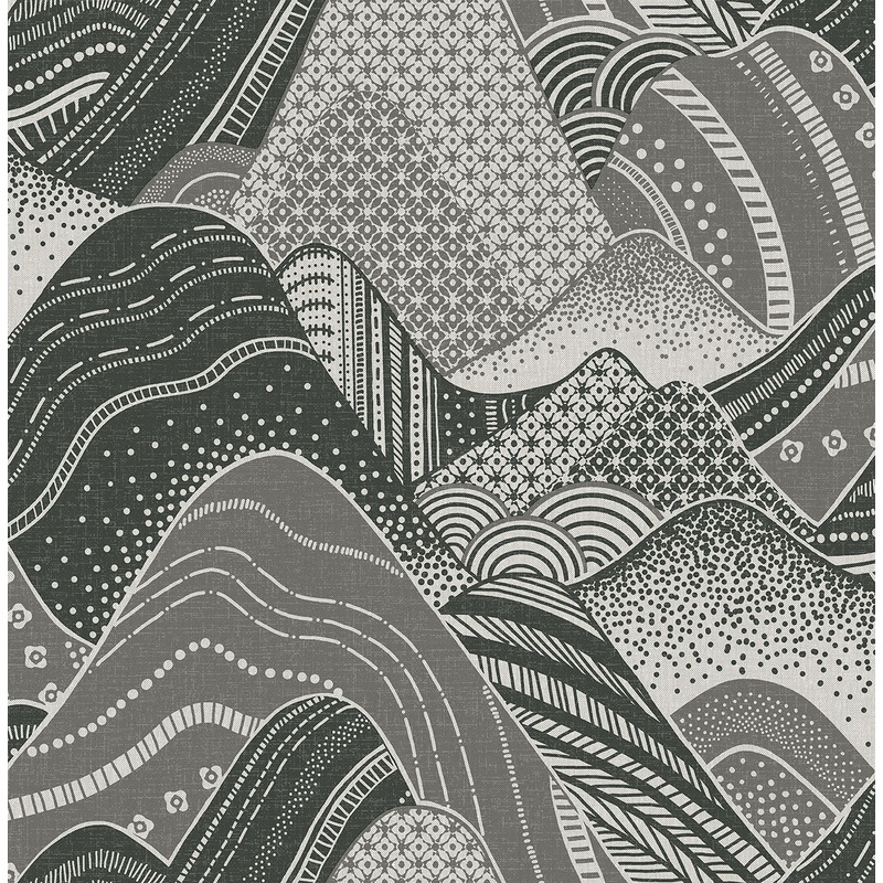 2764-24331 Meru Dark Grey Mountain Wallpaper