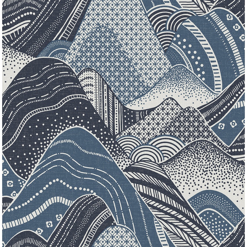 2764-24333 Meru Navy Mountain Wallpaper