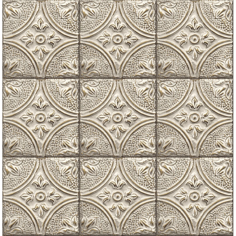 2767-23764 Brasserie White Tin Ceiling Tile Wallpaper