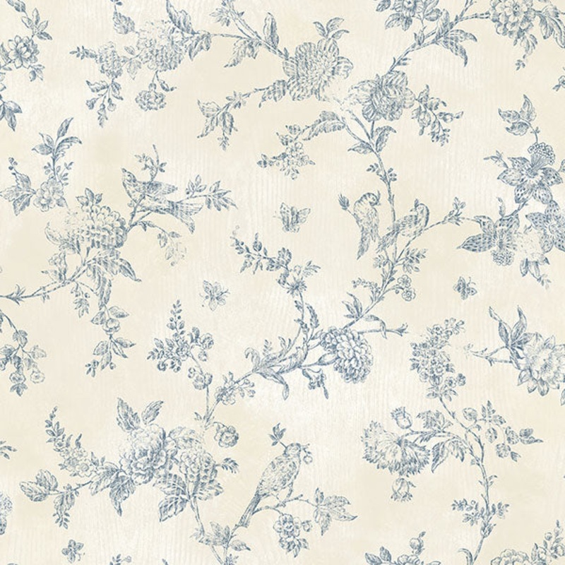 Singapore Navy Toile Wallpaper