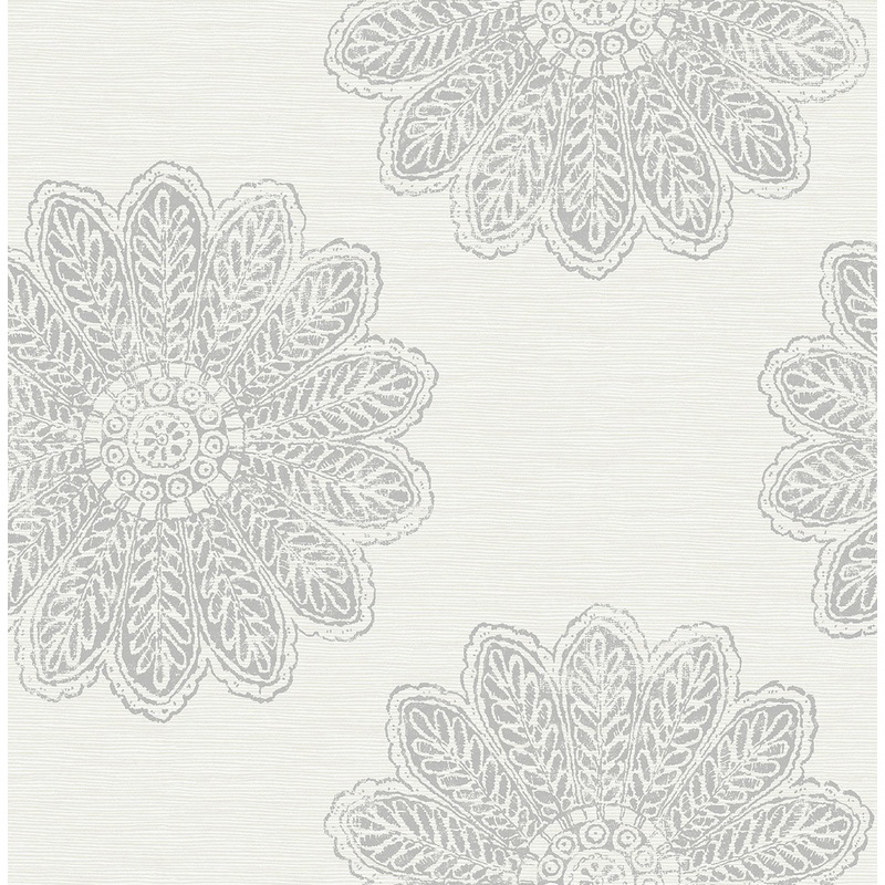 Sol Light Grey Medallion Wallpaper