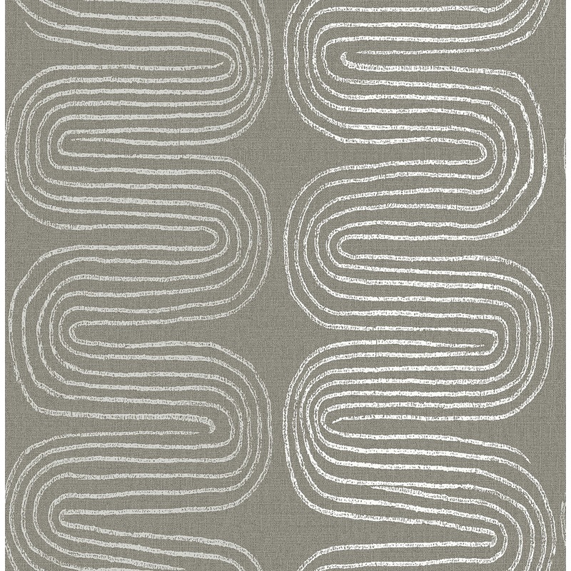 Zephyr Brown Abstract Stripe Wallpaper