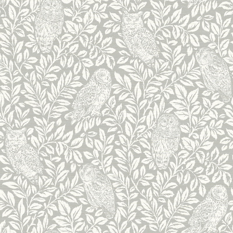 Parliament Light Grey Owl Wallpaper