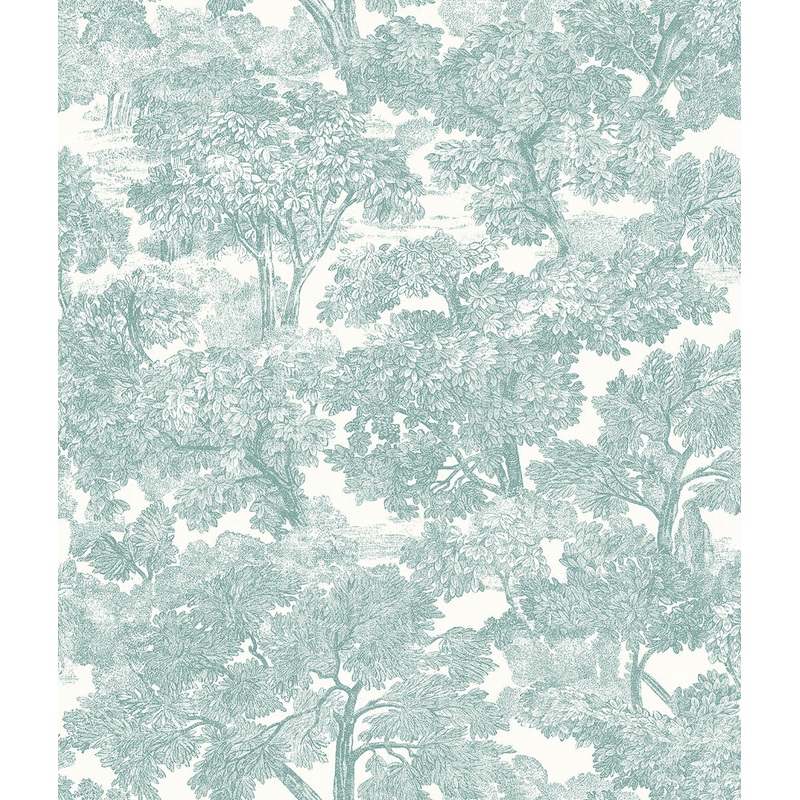 Spinney Teal Toile Wallpaper