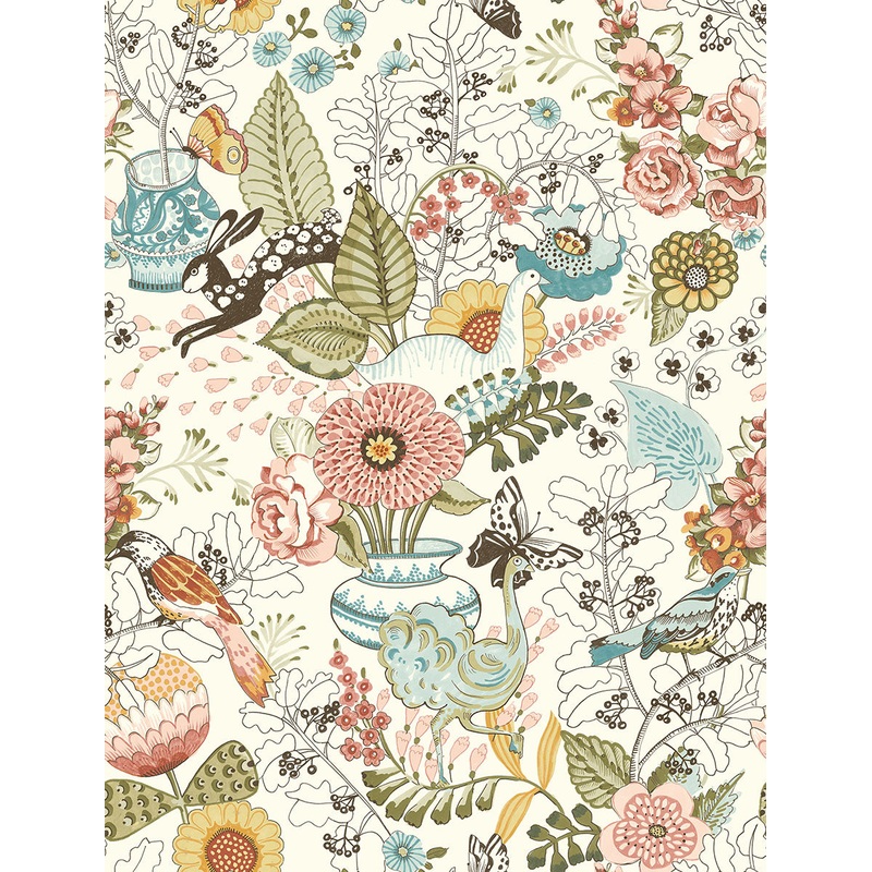 2821-12802 Whimsy Pink Fauna Wallpaper