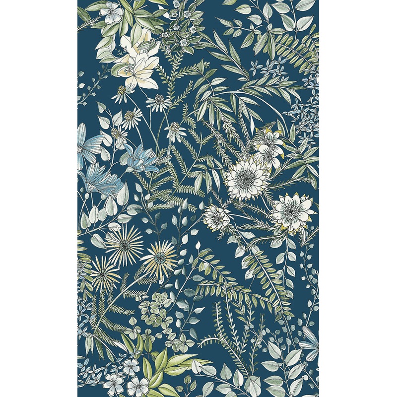 2821-12902 Full Bloom Navy Floral Wallpaper